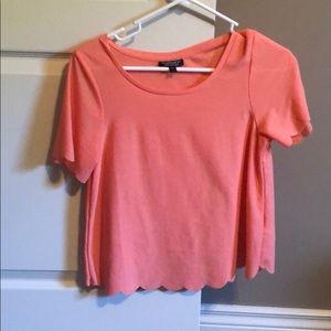 Topshop Scalloped Crop Top- Coral